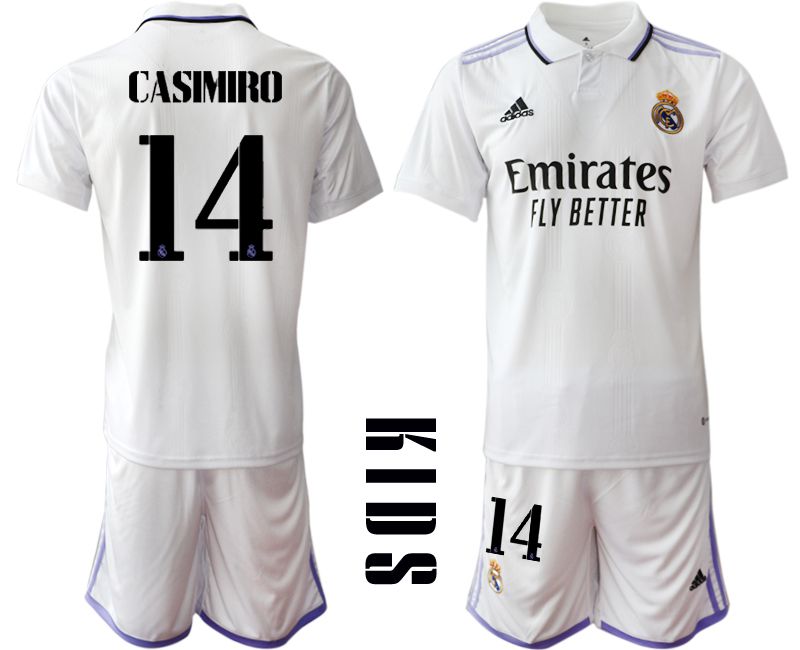 Youth 2022-2023 Club Real Madrid home white #14 Soccer Jersey->youth soccer jersey->Youth Jersey